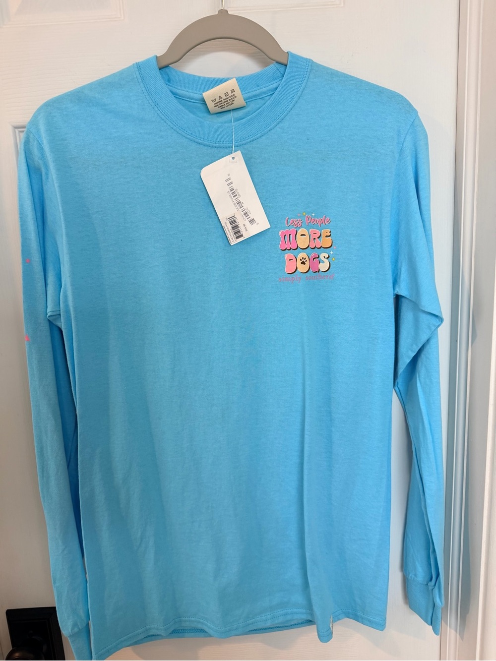 Simply Southern Less People More Dogs Long Sleeve Shirt Small NWT Dog Graphic